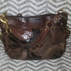 Coach Mosaic Leather Patchwork Hobo Shoulder Bag